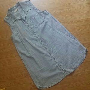 Madewell Light Sleeveless Chambray Shirt Dress